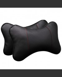Sport Genuine Leather Car Neck  Cushions with red stitching